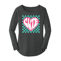 Womens X-Small Dark Heather Gray Long Sleeve Tunic Tee