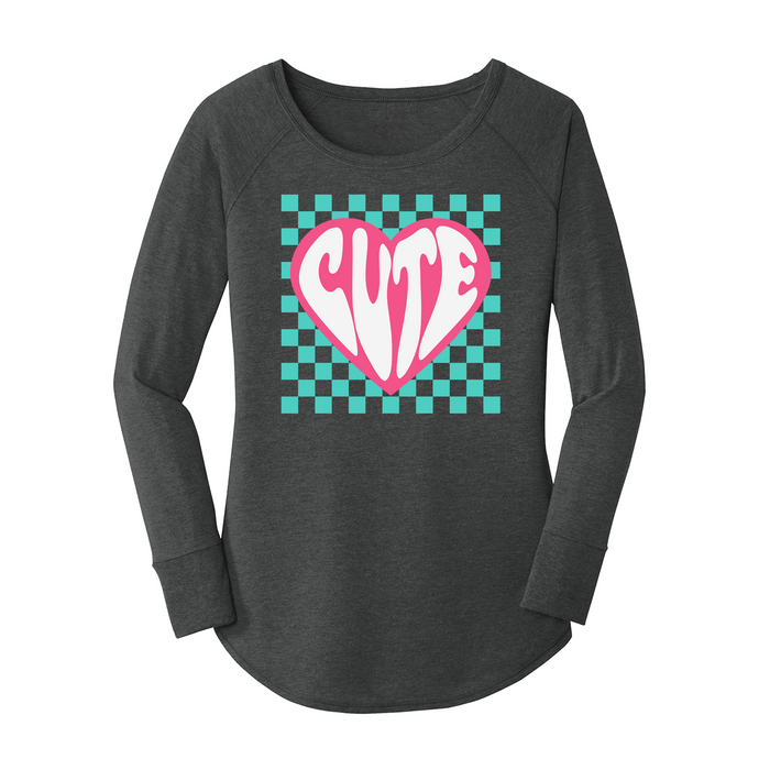 Womens X-Small Dark Heather Gray Long Sleeve Tunic Tee