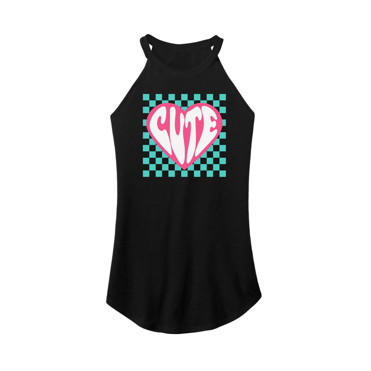 Fitness Tee Co. | Cute Heart GRN/PNK Fitted Rocker Women's Tank | Women ...