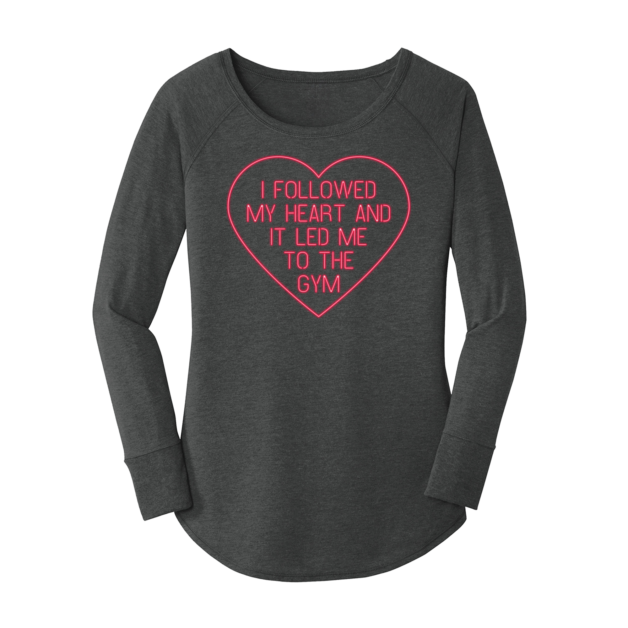 Womens X-Small Dark Heather Gray Long Sleeve Tunic Tee