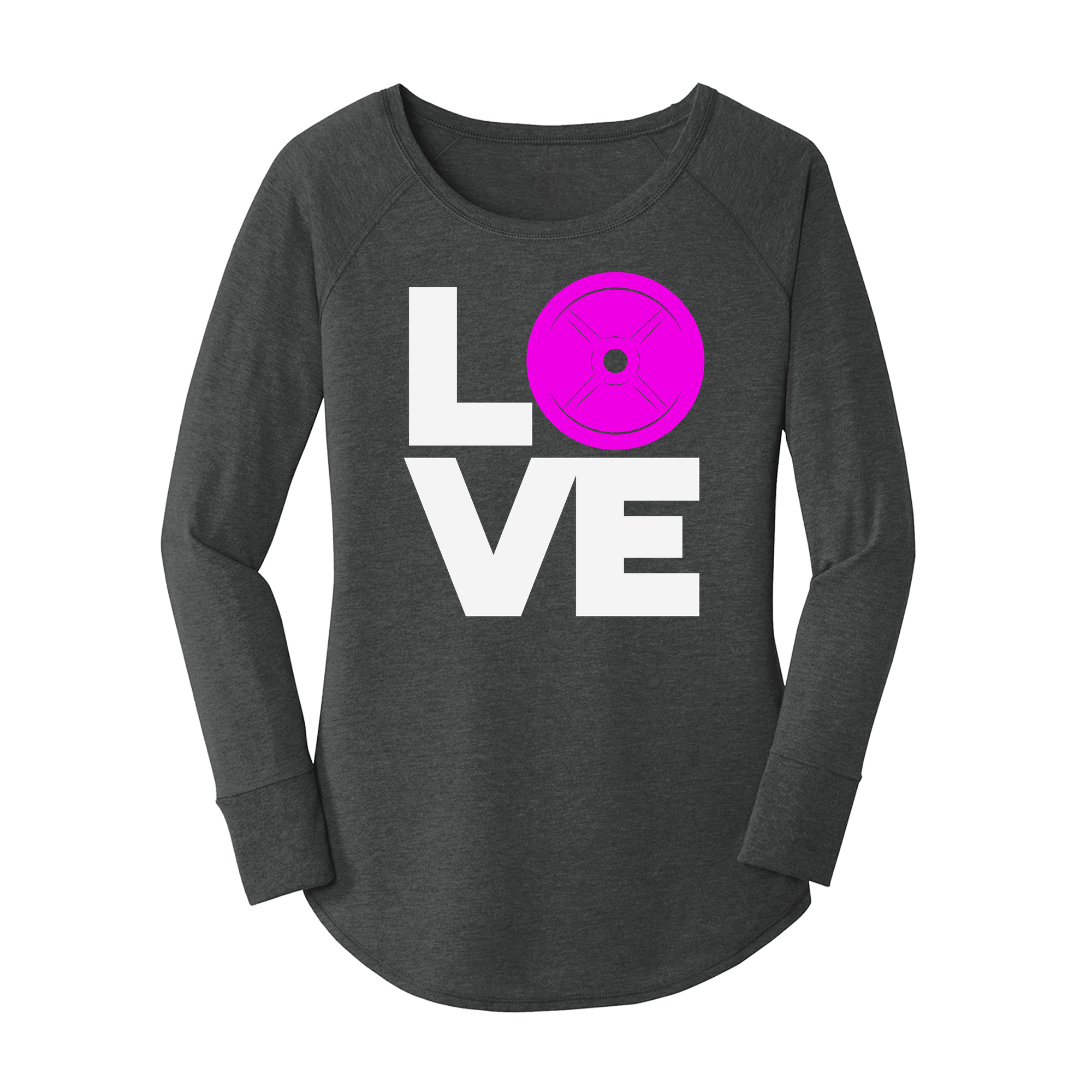 Womens X-Small Dark Heather Gray Long Sleeve Tunic Tee