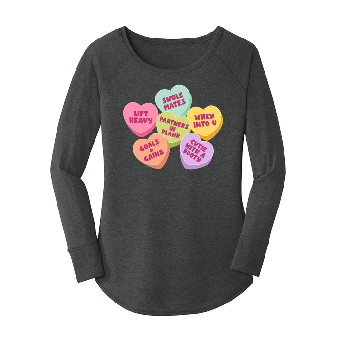 Womens X-Small Dark Heather Gray Long Sleeve Tunic Tee