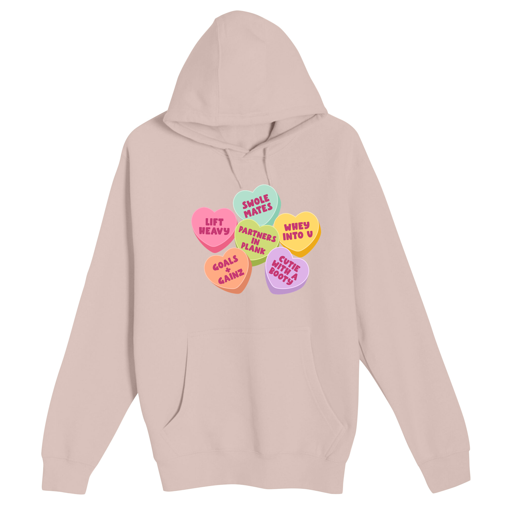Unisex Small Light Pink Pullover Hooded Sweatshirt