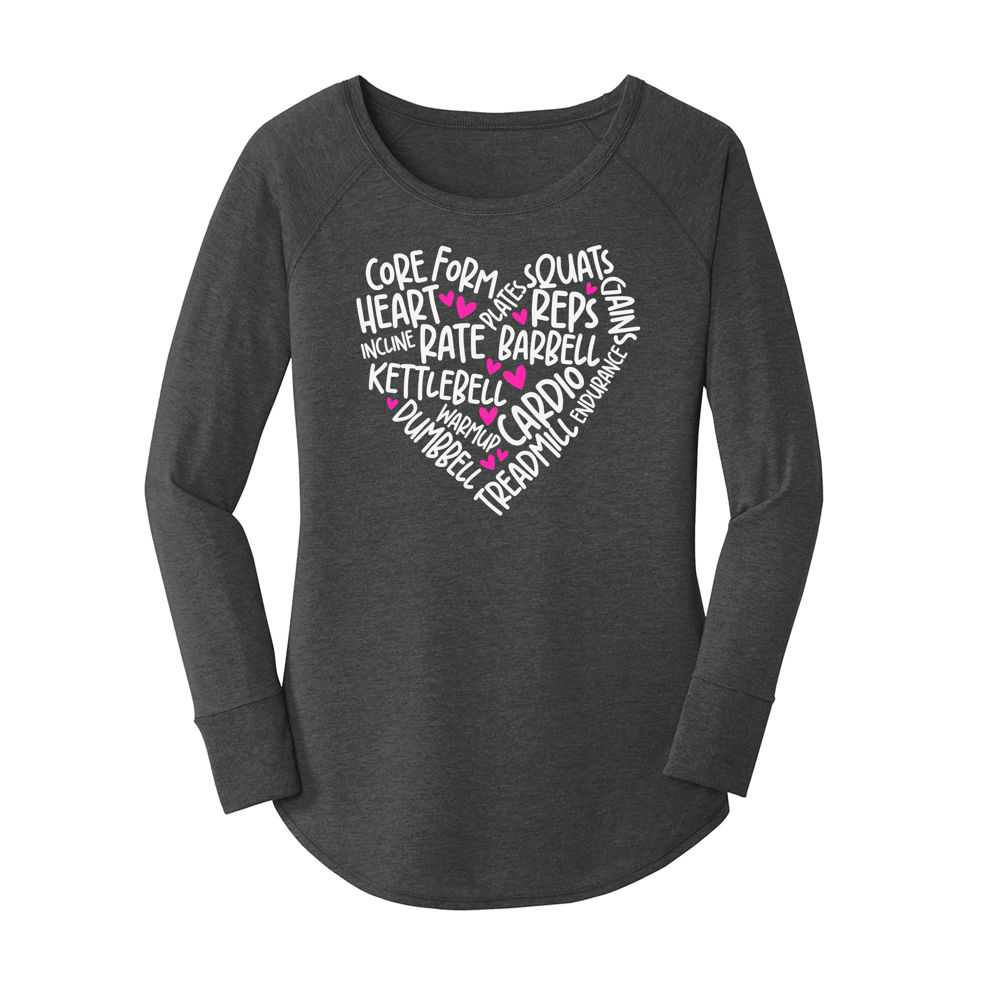 Womens X-Small Dark Heather Gray Long Sleeve Tunic Tee