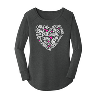 Womens X-Small Dark Heather Gray Long Sleeve Tunic Tee