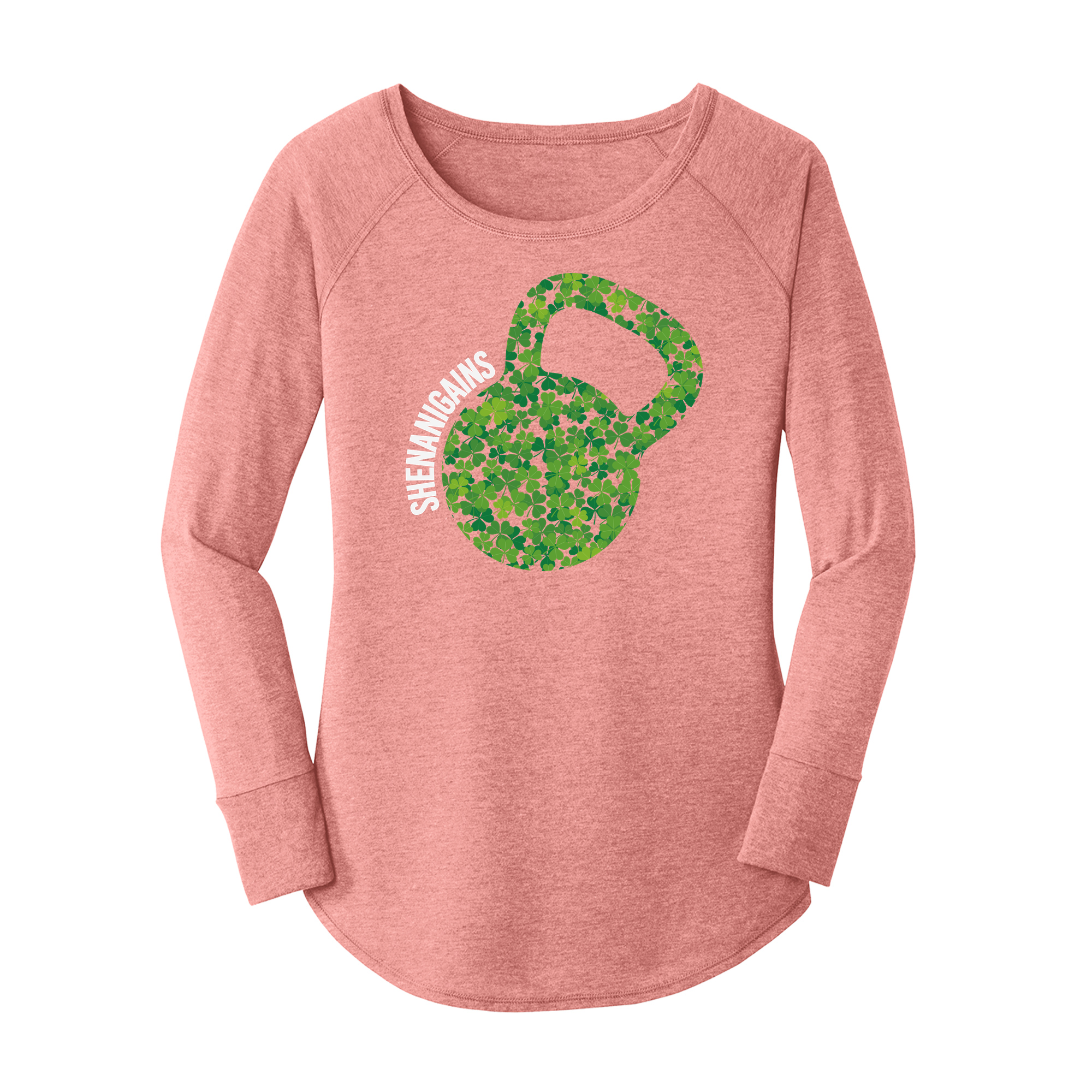 Womens X-Small Light Pink Long Sleeve Tunic Tee