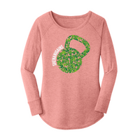 Womens X-Small Light Pink Long Sleeve Tunic Tee