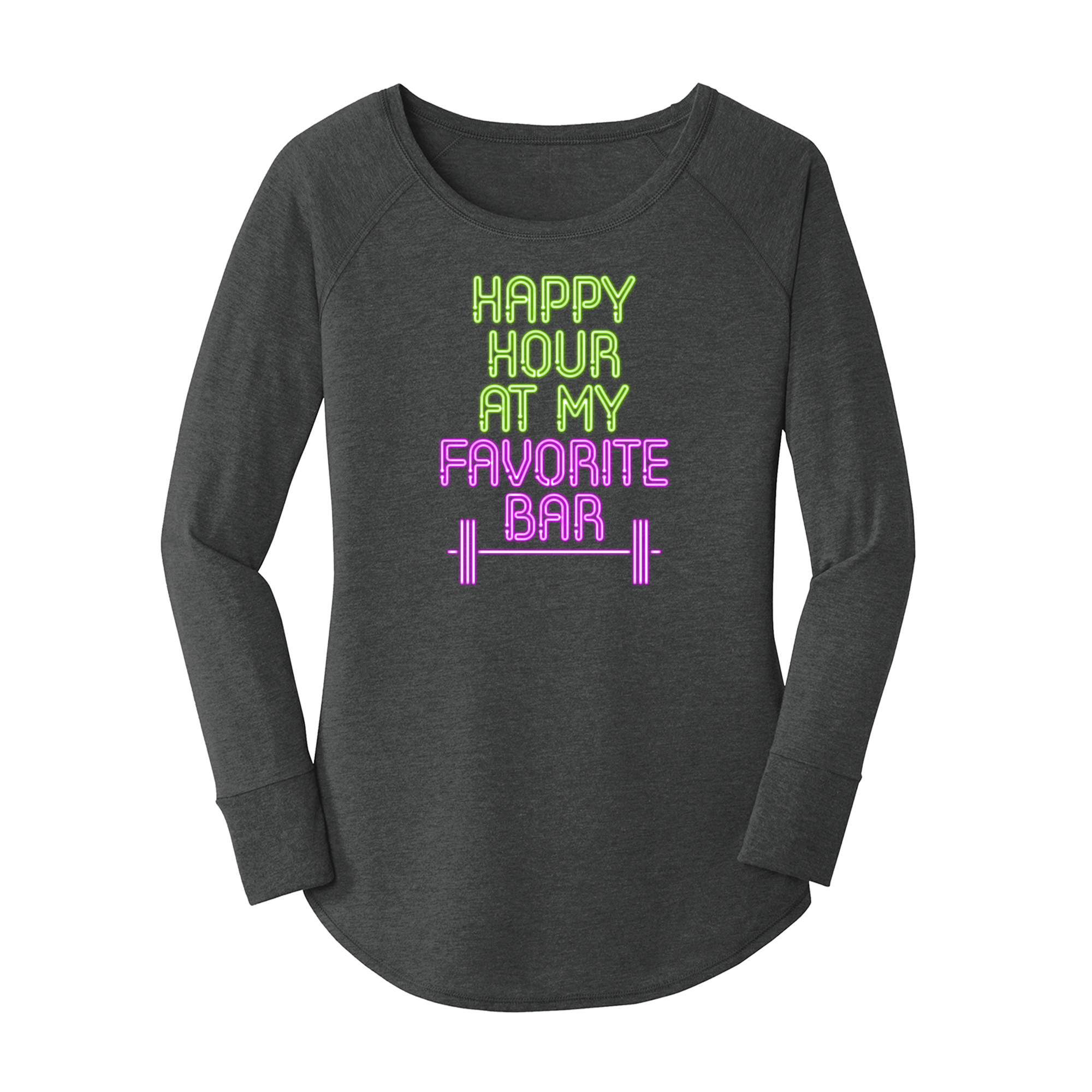 Womens X-Small Dark Heather Gray Long Sleeve Tunic Tee