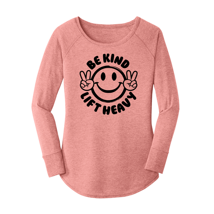 Womens X-Small Light Pink Long Sleeve Tunic Tee