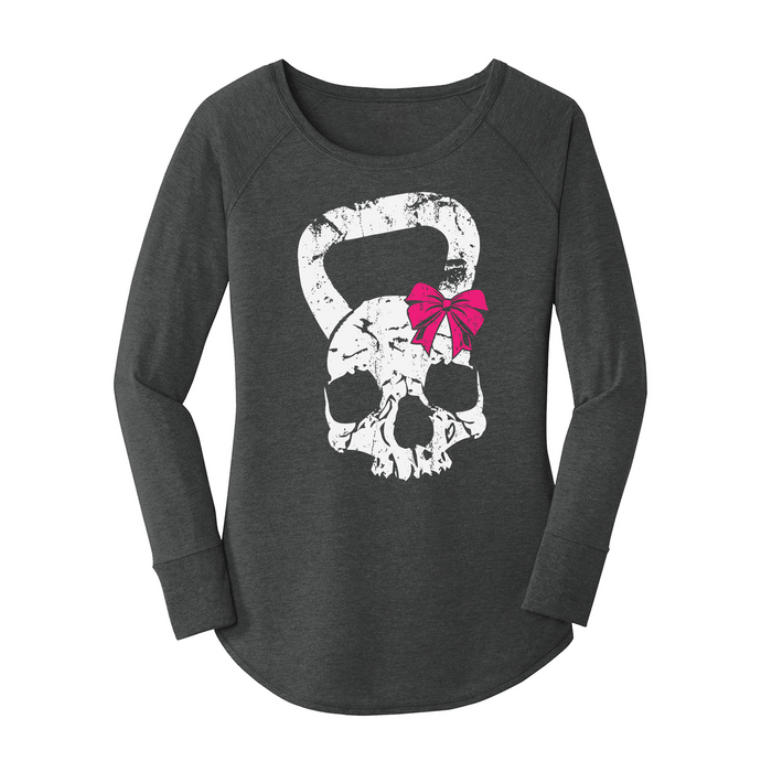 Womens X-Small Dark Heather Gray Long Sleeve Tunic Tee