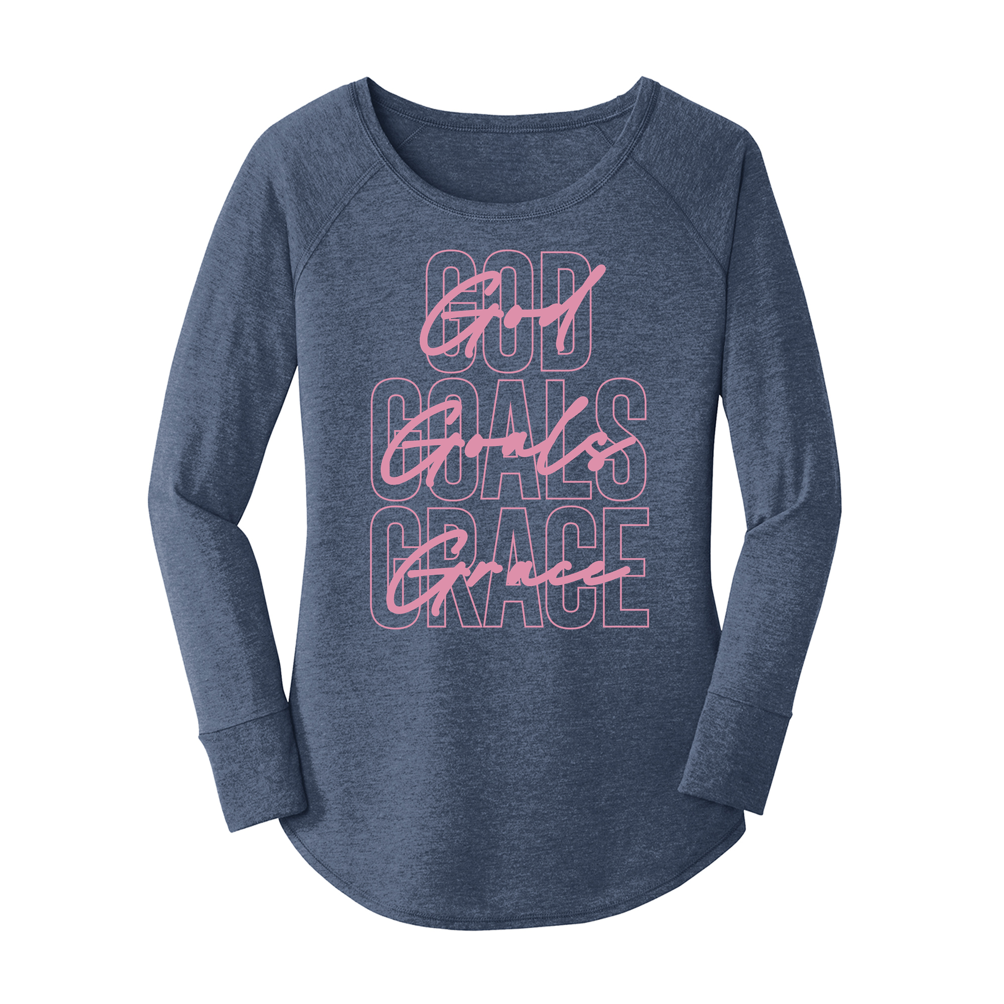 Womens X-Small Navy Heather Long Sleeve Tunic Tee