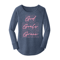 Womens X-Small Navy Heather Long Sleeve Tunic Tee