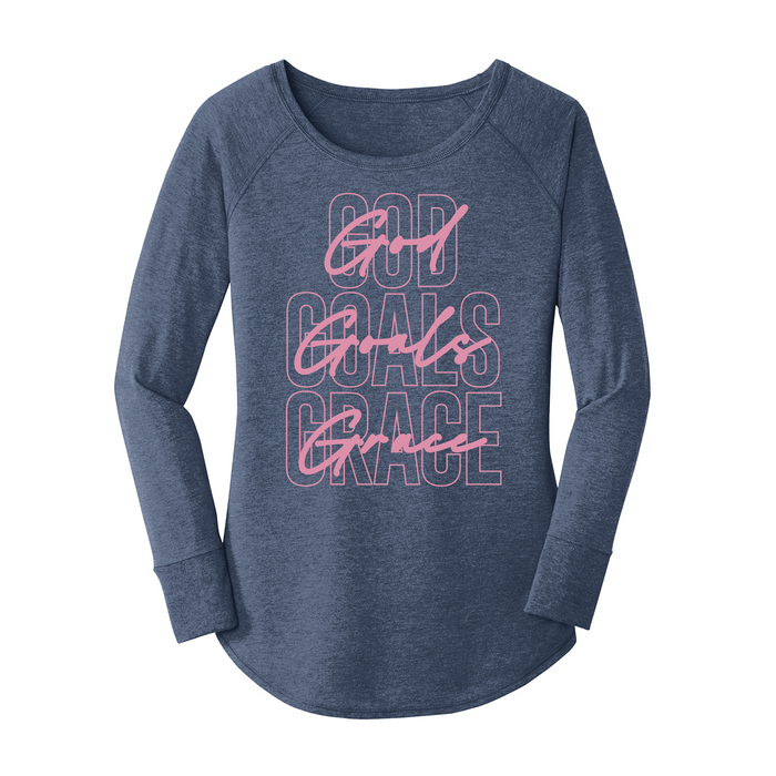 Womens X-Small Navy Heather Long Sleeve Tunic Tee