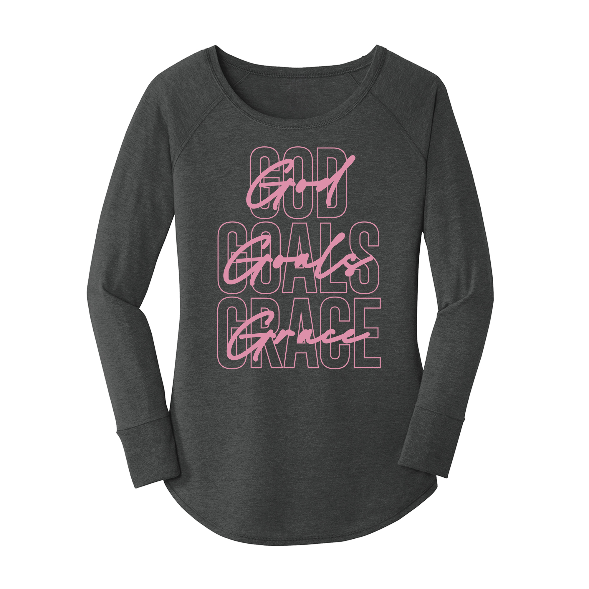 Womens X-Small Dark Heather Gray Long Sleeve Tunic Tee
