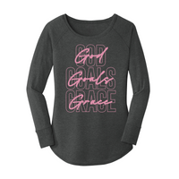 Womens X-Small Dark Heather Gray Long Sleeve Tunic Tee