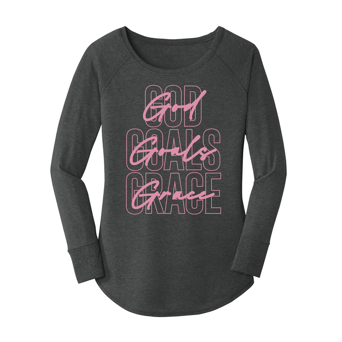 Womens X-Small Dark Heather Gray Long Sleeve Tunic Tee