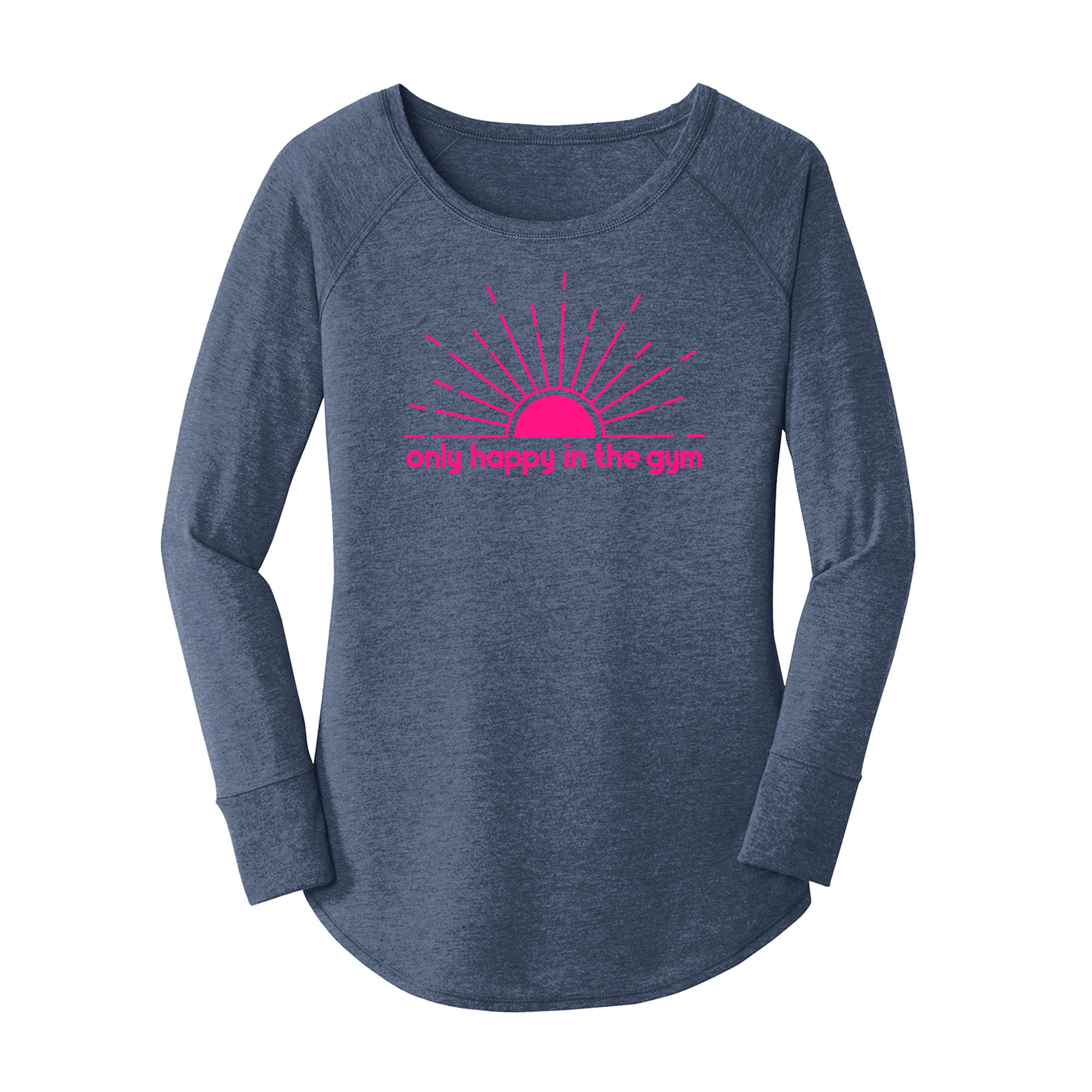 Womens X-Small Navy Heather Long Sleeve Tunic Tee