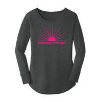 Womens X-Small Dark Heather Gray Long Sleeve Tunic Tee