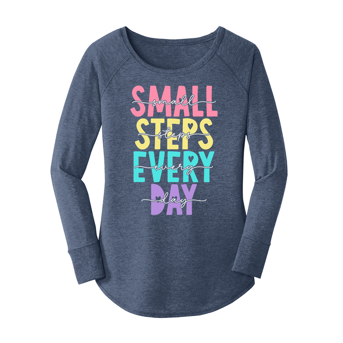 Womens X-Small Navy Heather Long Sleeve Tunic Tee