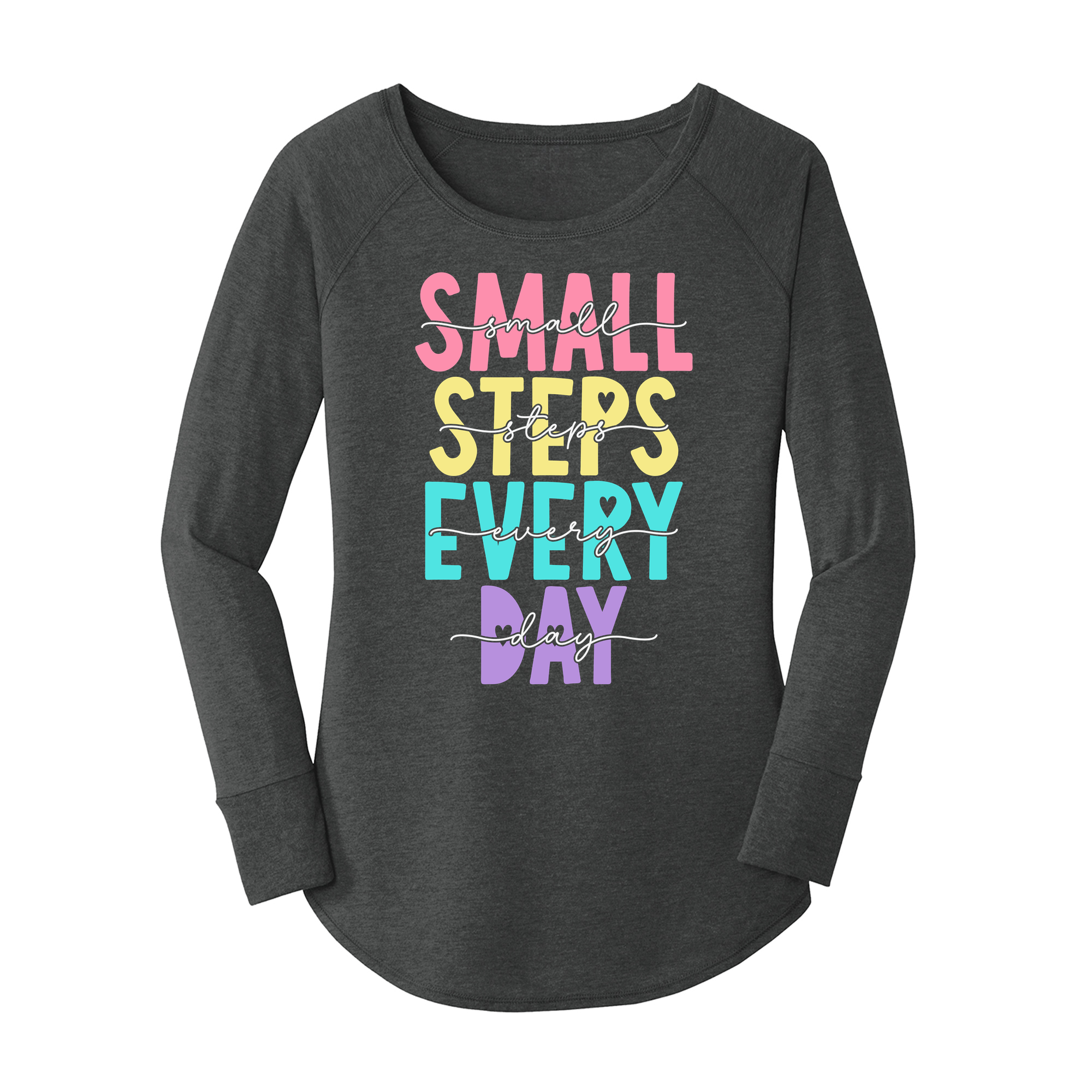 Womens X-Small Dark Heather Gray Long Sleeve Tunic Tee