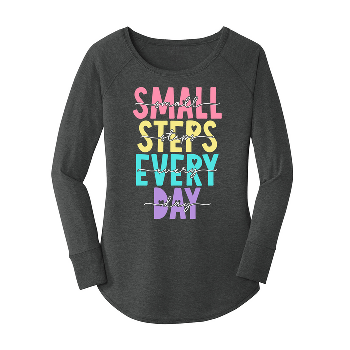 Womens X-Small Dark Heather Gray Long Sleeve Tunic Tee