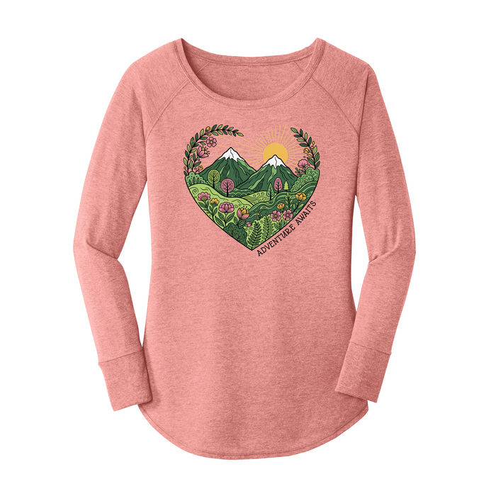 Womens X-Small Light Pink Long Sleeve Tunic Tee