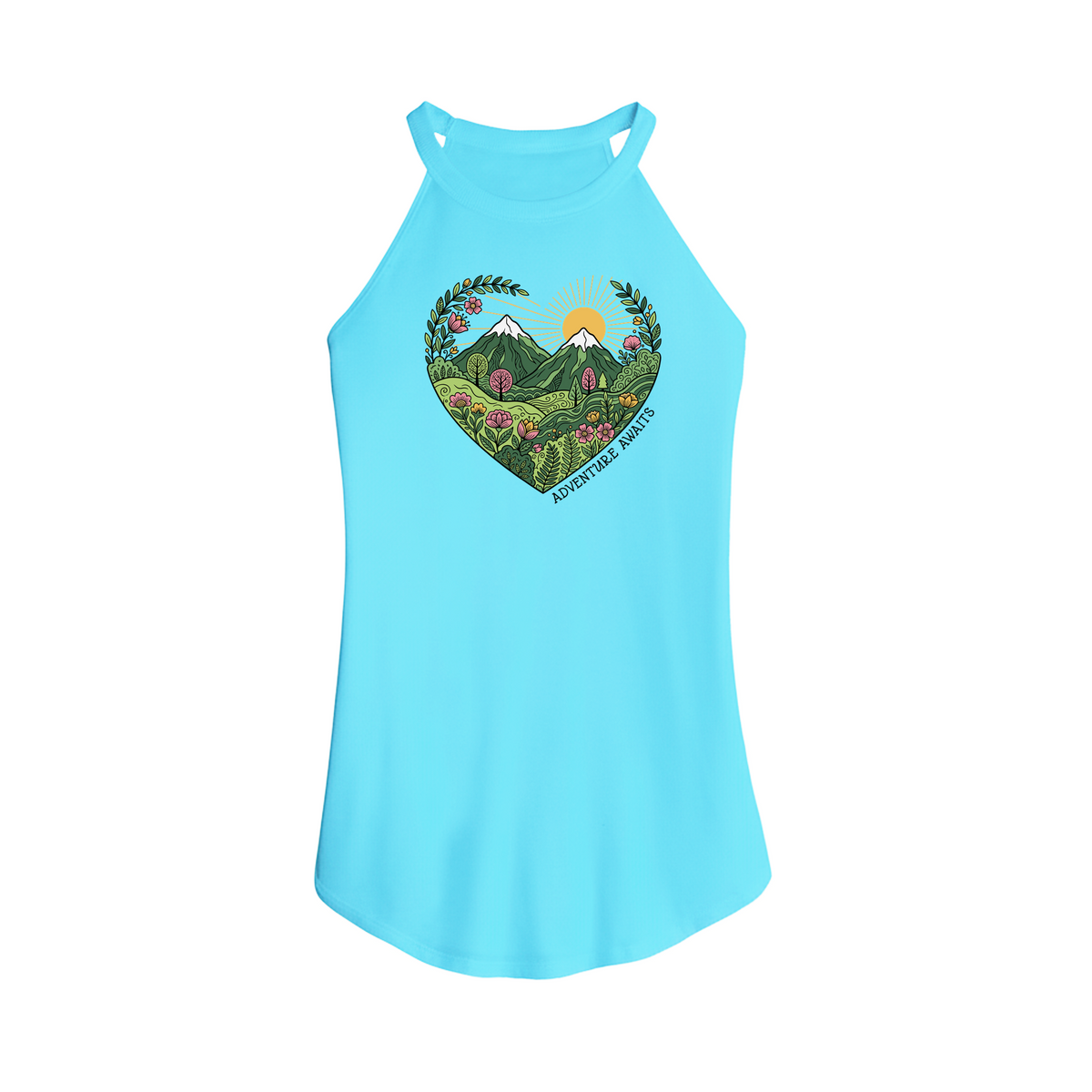 Fitness Tee Co. | Adventure Awaits Fitted Rocker Women's Tank | Women's ...