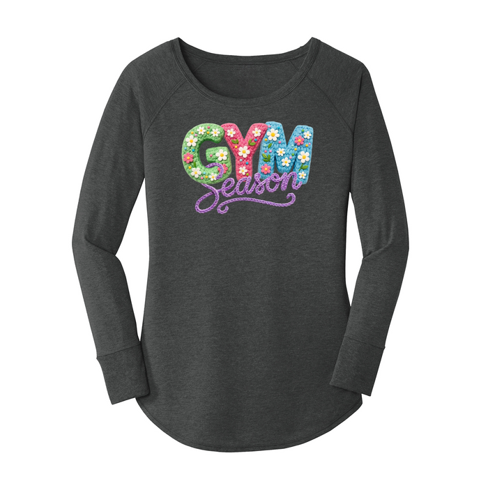 Womens X-Small Dark Heather Gray Long Sleeve Tunic Tee