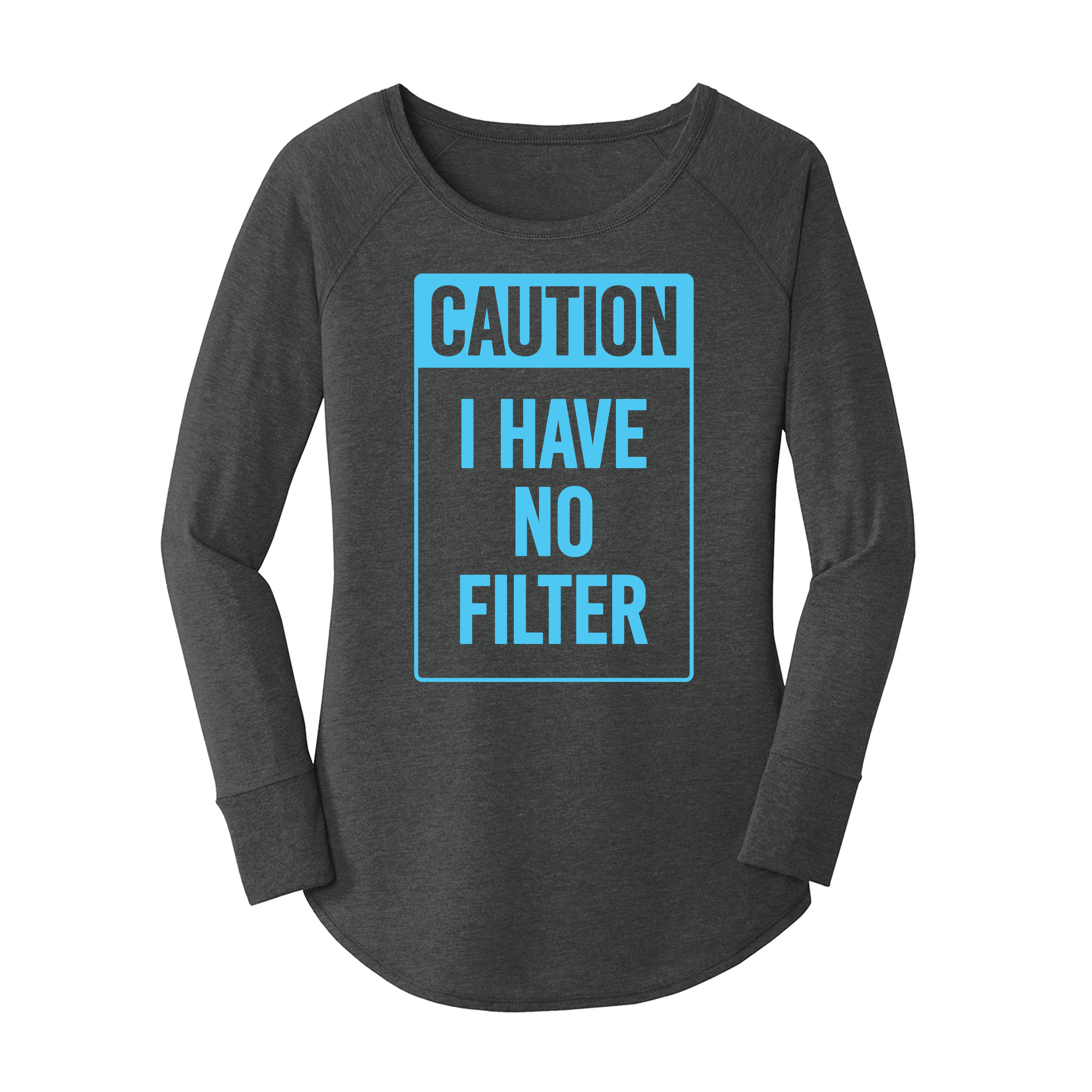 Womens X-Small Dark Heather Gray Long Sleeve Tunic Tee