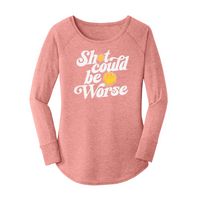 Womens X-Small Light Pink Long Sleeve Tunic Tee