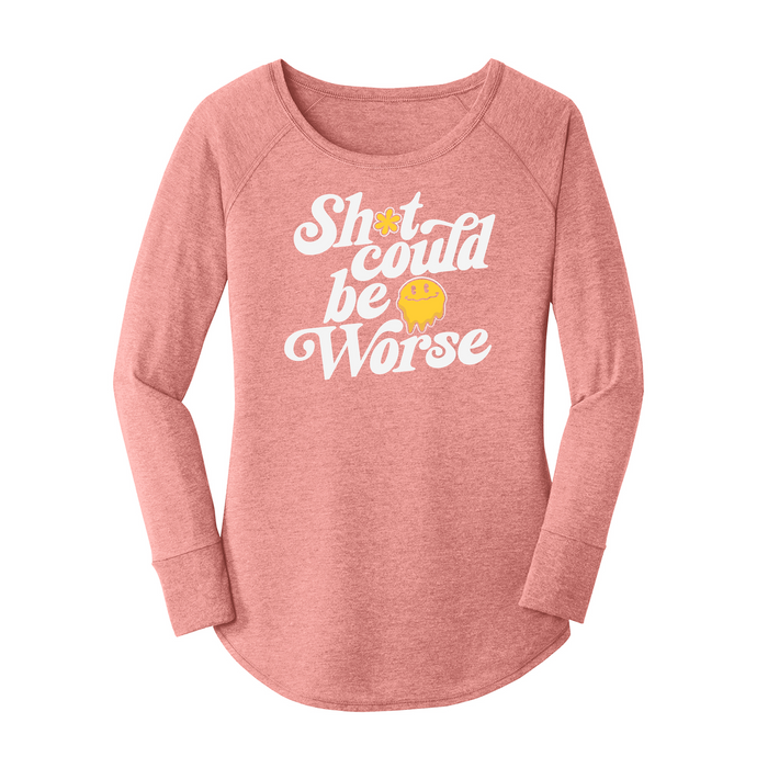 Womens X-Small Light Pink Long Sleeve Tunic Tee