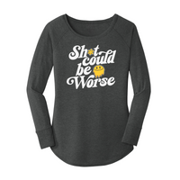 Womens X-Small Dark Heather Gray Long Sleeve Tunic Tee