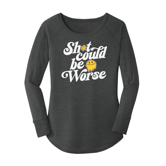 Womens X-Small Dark Heather Gray Long Sleeve Tunic Tee