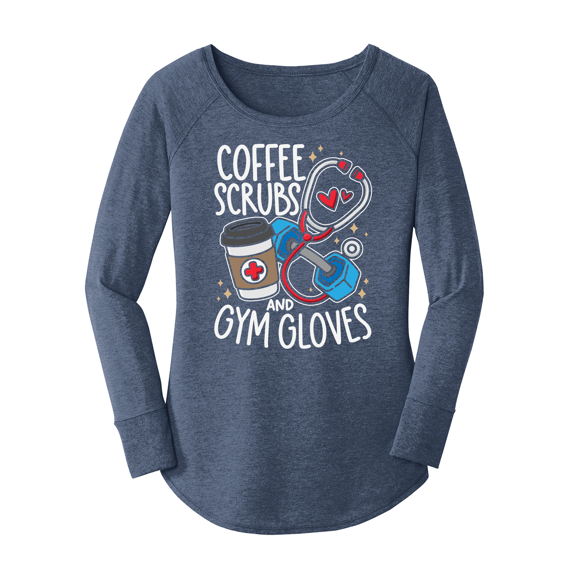 Womens X-Small Navy Heather Long Sleeve Tunic Tee