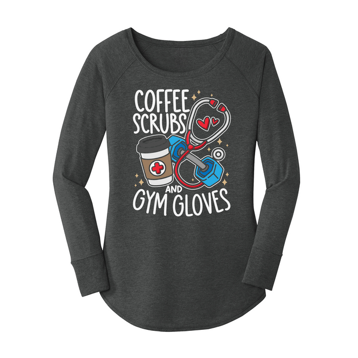 Womens X-Small Dark Heather Gray Long Sleeve Tunic Tee