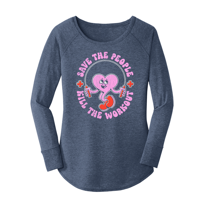 Womens X-Small Navy Heather Long Sleeve Tunic Tee