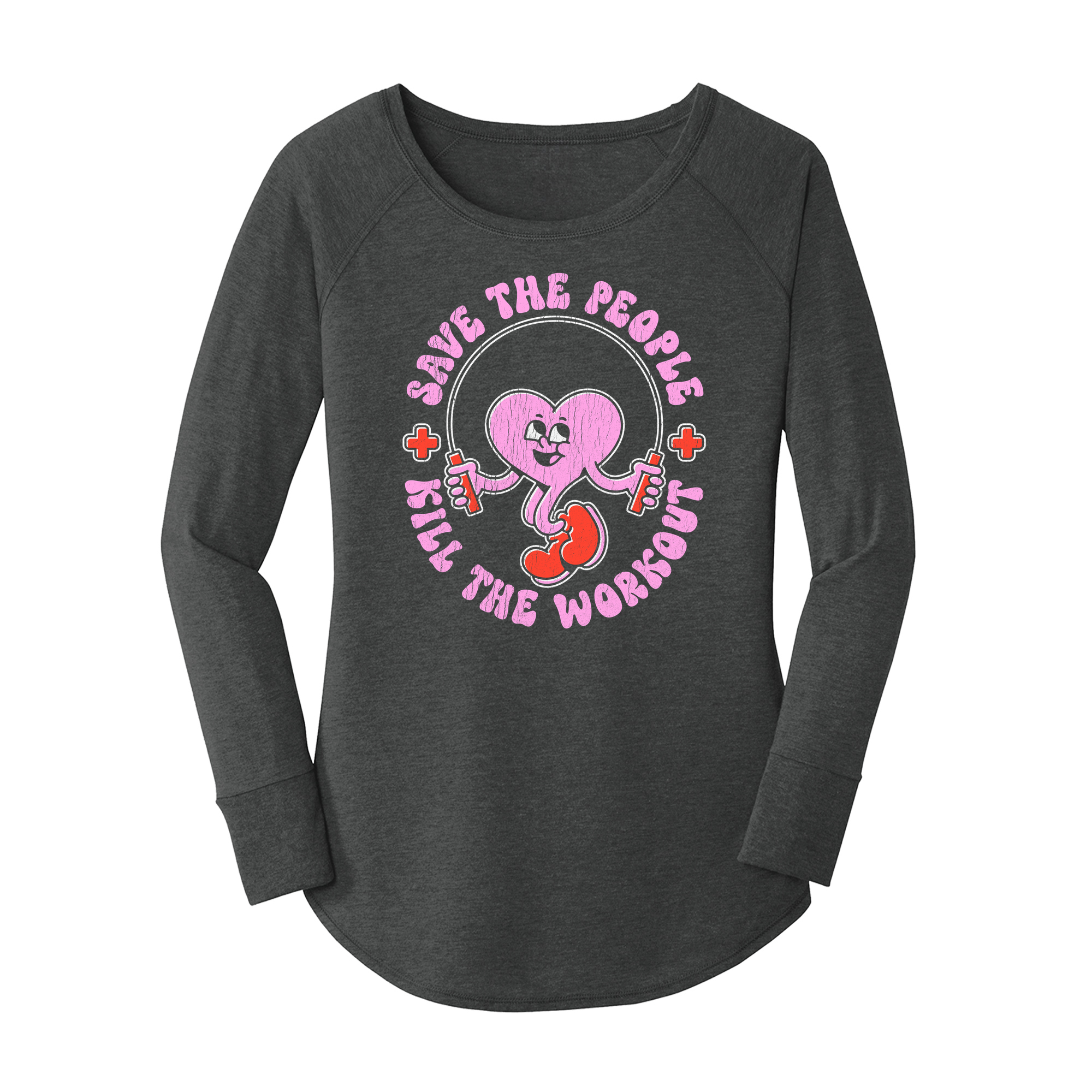Womens X-Small Dark Heather Gray Long Sleeve Tunic Tee