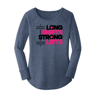 Womens X-Small Navy Heather Long Sleeve Tunic Tee