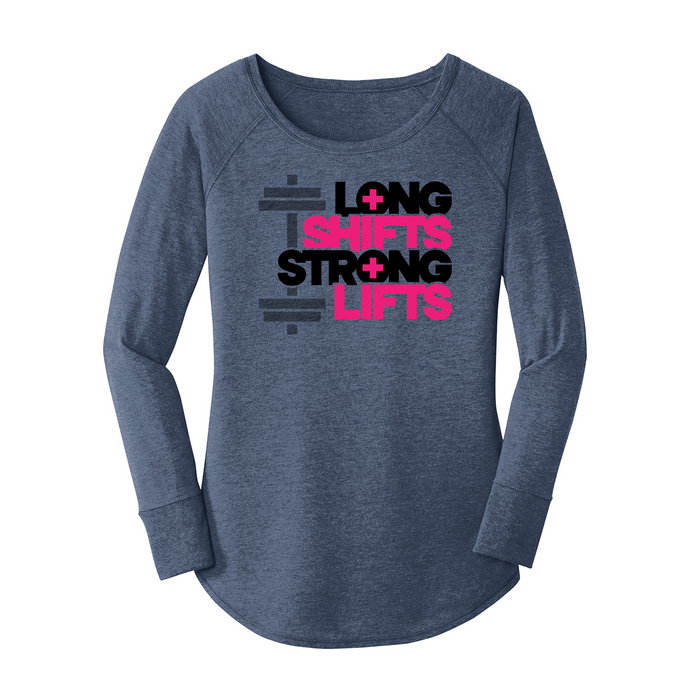 Womens X-Small Navy Heather Long Sleeve Tunic Tee