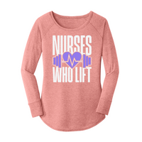 Womens X-Small Light Pink Long Sleeve Tunic Tee