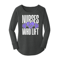 Womens X-Small Dark Heather Gray Long Sleeve Tunic Tee