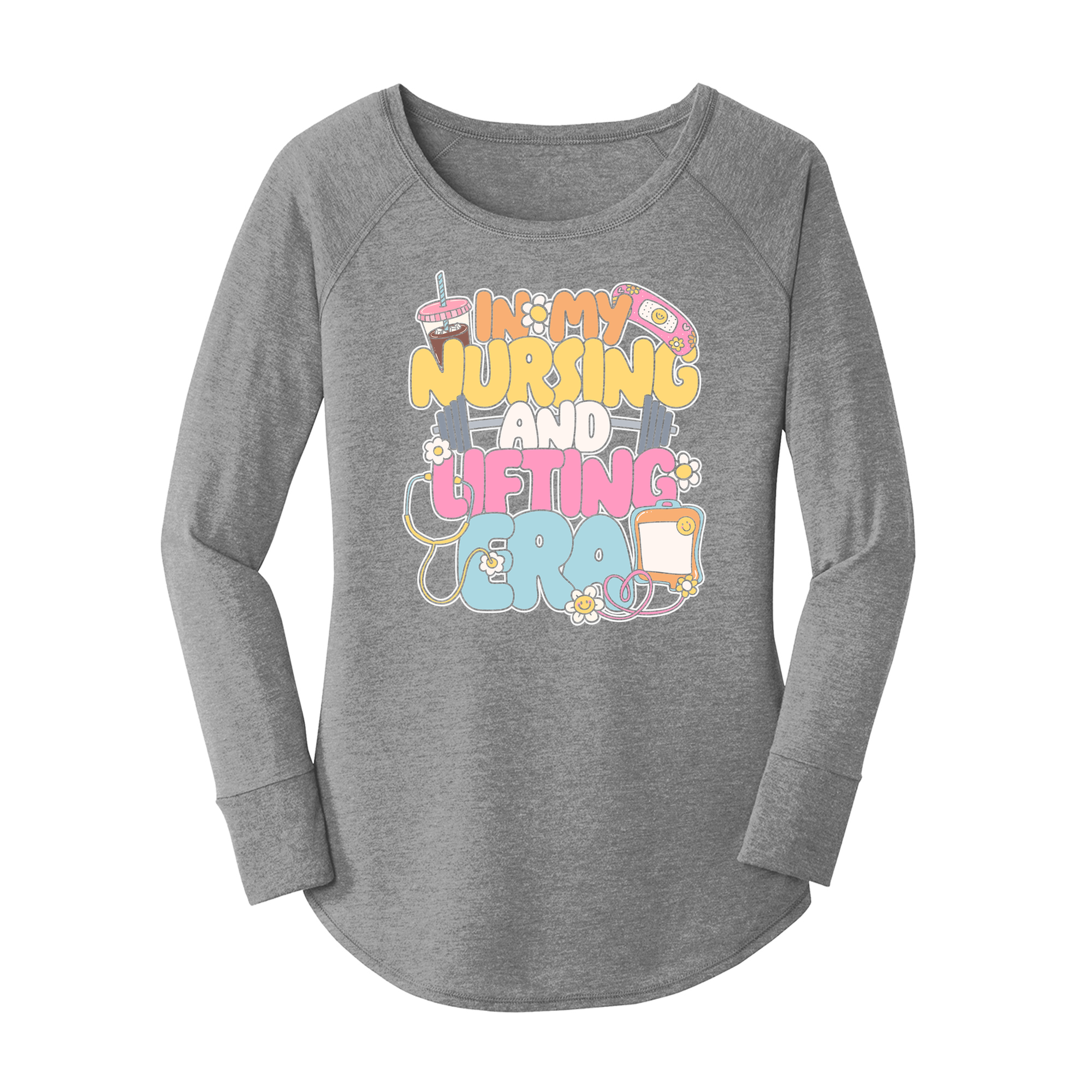 Womens X-Small Grey Long Sleeve Tunic Tee