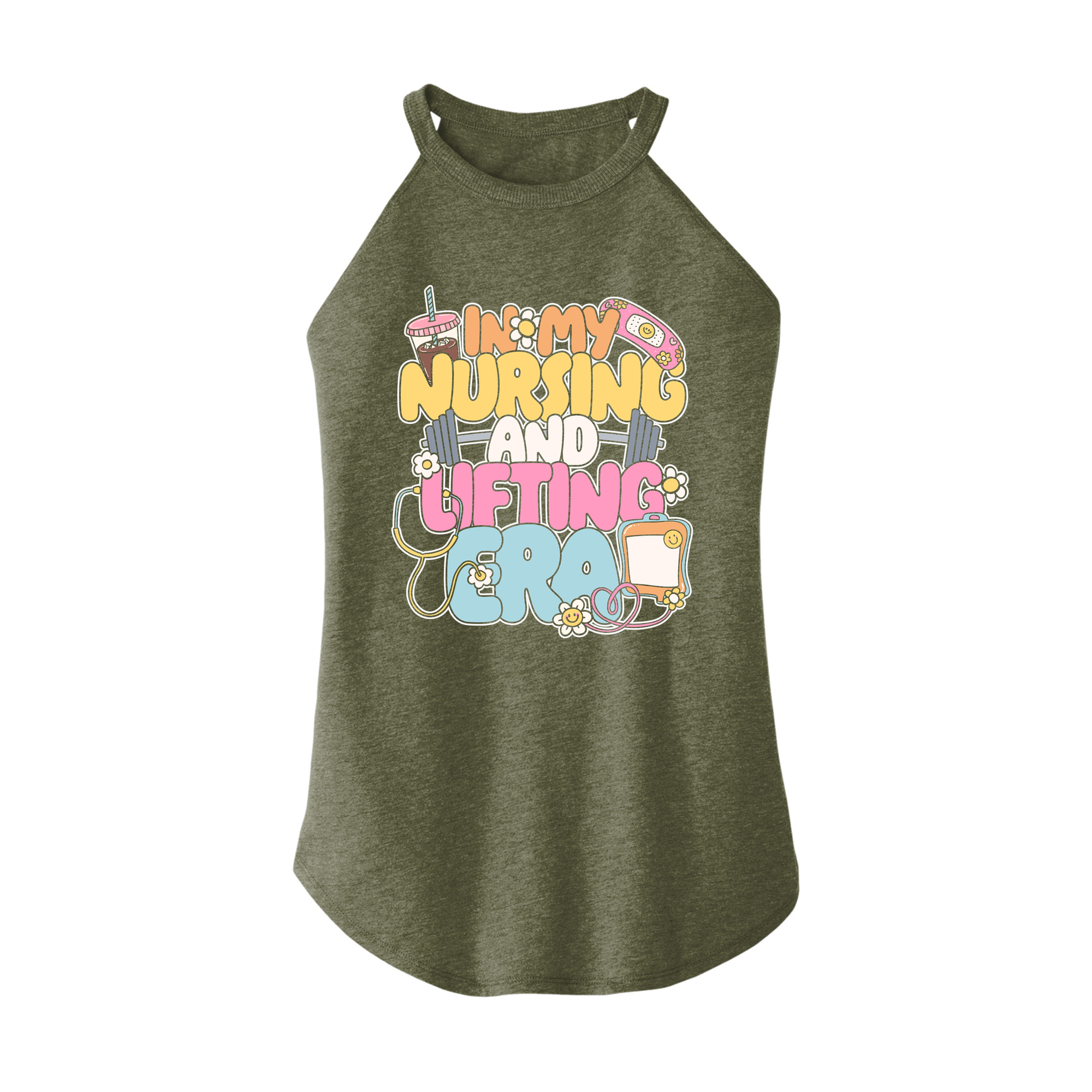 Womens X-Small Military Green Rocker Tank Top