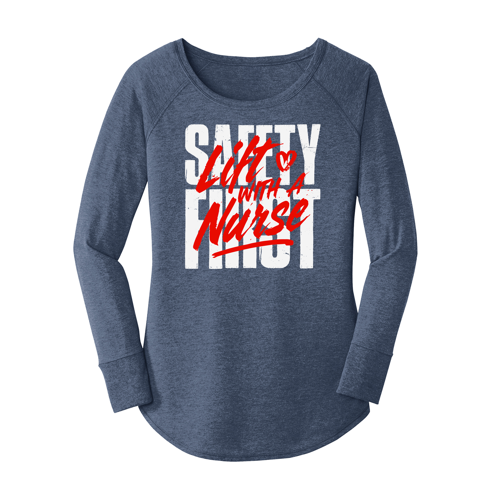 Womens X-Small Navy Heather Long Sleeve Tunic Tee