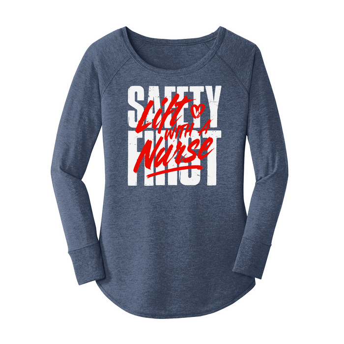 Womens X-Small Navy Heather Long Sleeve Tunic Tee