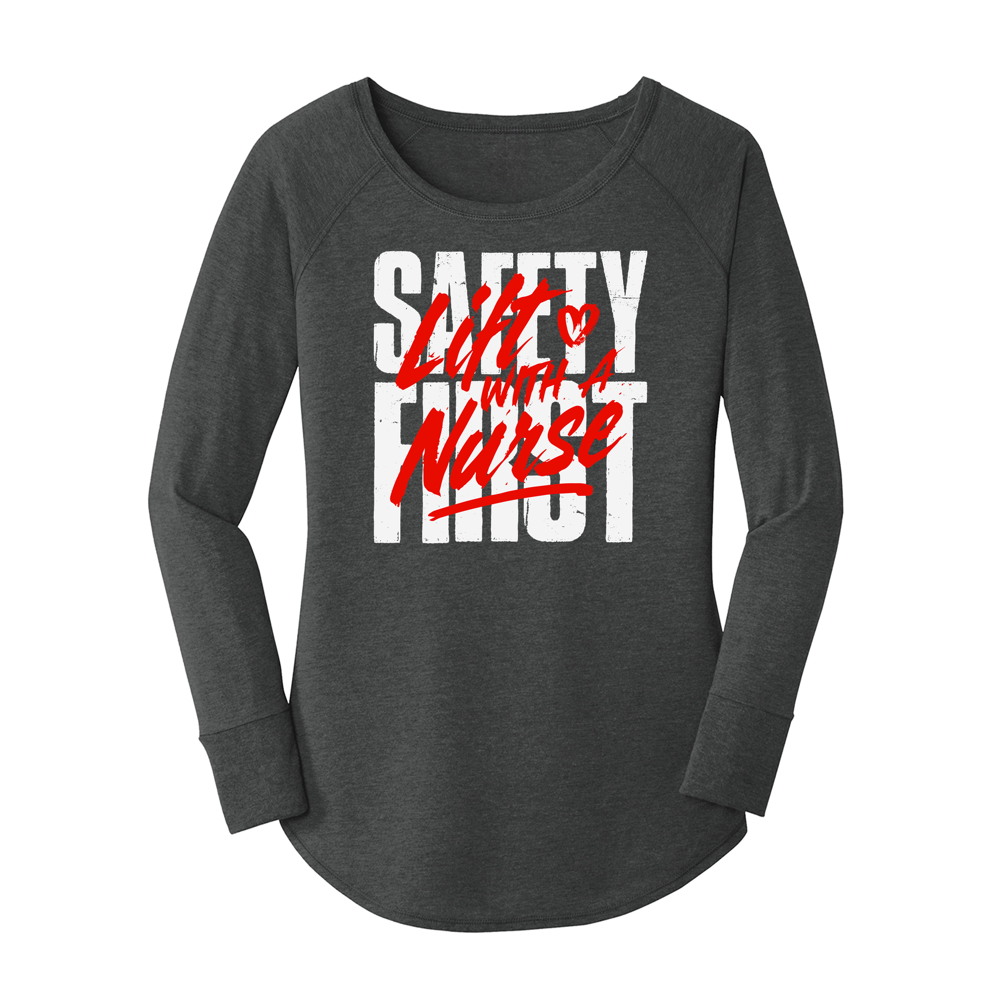 Womens X-Small Dark Heather Gray Long Sleeve Tunic Tee
