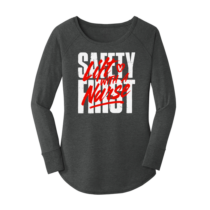 Womens X-Small Dark Heather Gray Long Sleeve Tunic Tee