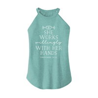 Womens X-Small Teal Rocker Tank Top