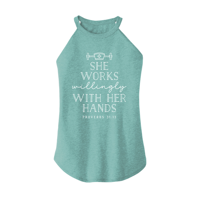 Womens X-Small Teal Rocker Tank Top