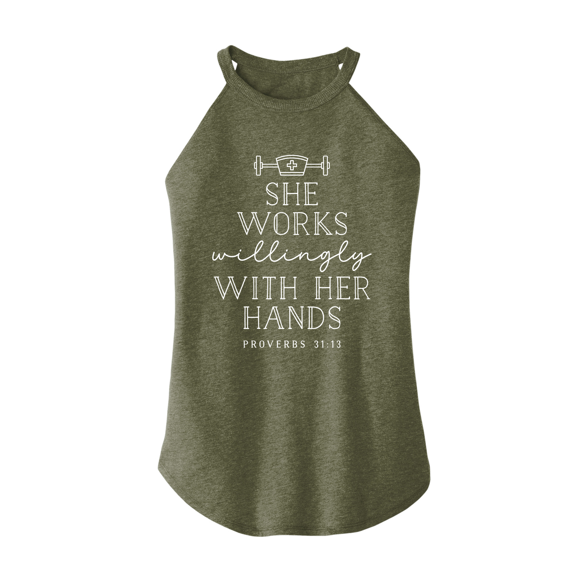 Womens X-Small Military Green Rocker Tank Top